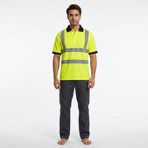 Polo de travail haute visibilité en polyester, vêtements de sécurité réfléchissants unisexes, séchage rapide, haute visibilité - Product Image 1