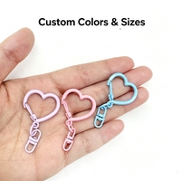 Porte-clés en métal en forme de cœur, anneau de clé à ressort en forme de cœur avec mousqueton pivotant, accessoires de bijoux pour sac DIY, couleur et taille personnalisées