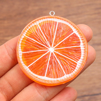 Pendentif en résine 3D coloré de 49*53mm, simulation de fruits (pamplemousse, citron vert, citron) pour accessoires de bijoux DIY