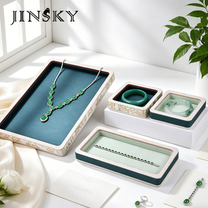 JINSKY Antique Style Jewelry Display Tray <b>Jade</b> Emerald Necklace <b>Bracelet</b> Storage Plate Photography Props - Product Image 2