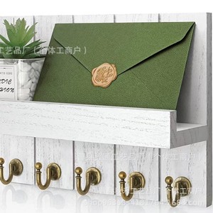 Wooden Wall Mounted Key <b>Hook</b> Shelf Storage Rack With Mail Organizer Multipurpose <b>Black</b> Gray Rectangle 2nd Floor Desktop - Product Image 4