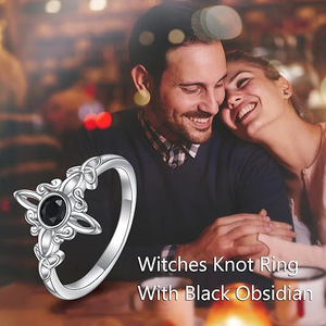 Bague en diamant noir en argent sterling 925, forme croix, taille brillant rond, cadeau pour couple, style punk unique - Product Image 2