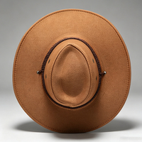 Sombrero Fedora Vaquero Occidental Personalizado Unisex de Tela de Gamuza con Ala Ancha, Protección Solar, Gorra Clásica para Montar a Caballo con Tres Cuerdas