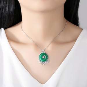 Luoteemi Chinese Ontwerp Luxe Jade Vrouwen Hanger Ketting 40 + 5 Cm Rhodium Plated Ketting Kettingen - Product Image 3