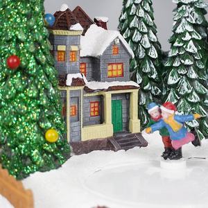 En gros saisonnier vacances décor renne traîneau scène Led illuminé Musical maisons de village de Noël avec 8 chansons de Noël - Product Image 4
