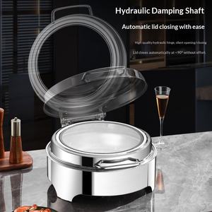 เตาอุ่นอาหารบุฟเฟ่ต์สแตนเลสสีเงิน แบบตั้งโต๊ะ ฝาปิดแบบพลิกได้ มองเห็นอาหารได้ ใช้ไฟฟ้า เหมาะสำหรับโรงแรม ร้านอาหาร - Product Image 2