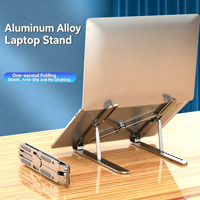 Support pour ordinateur portable et tablette (compatible iPad), réglable en hauteur, pliable, en alliage d'aluminium, support de bureau