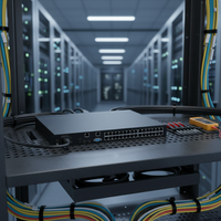Console KVM RJ45 1U 19 pouces à montage en rack avec tiroir 32 ports, 8 connexions informatiques, gestion à distance par touches de raccourci, gestion IP