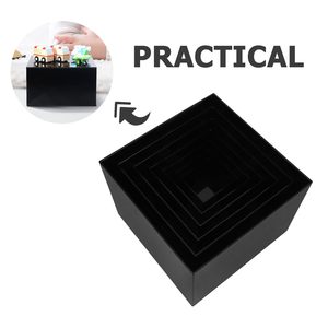Boîte de présentation en acrylique noir OEM ODM Anime, 6 pièces, cube creux à cinq côtés pour figurines d'action, cosmétiques, bijoux et objets de collection - Product Image 3