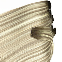 Ekstensi Rambut Manusia Rusia Virgin 12A Grosir, Genius Cuticle Aligned, Hair Weft Tak Terlihat, Grade Remy, Gaya Lurus