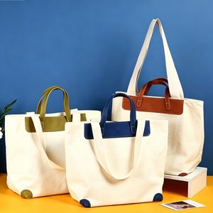 Large Capacity Canvas <b>Tote</b> <b>Bag</b> <b>With</b> Contrast Trim and Dual Handles for Custom Logo Retail Packaging Shopping and Daily Carry - Product Image 3