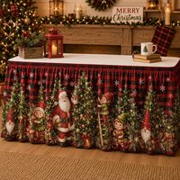 Nappe de Noël imperméable en plastique, nappe de Noël avec imprimé bonhomme de neige et Père Noël pour les fêtes