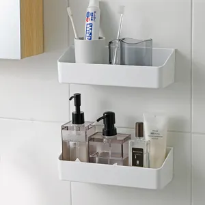 SHIMOYAMA Plastics Bathroom Kitchen Wall Mounted Organizer Storage Rack Shelf with Self Adhesive