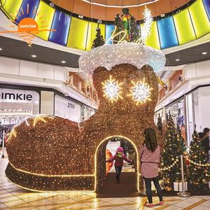 Chaussette de Noël LED festive avec motif lumineux « Ho Ho Ho » et cannes en sucre pour décoration extérieure imperméable de chapeaux de fêtes - Product Image 3