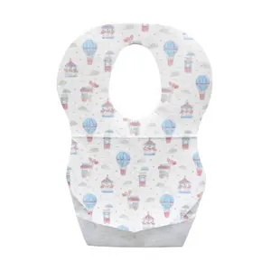 Customized logo cute soft bib adult BBQ waterproof paper Bib non-woven 200 Packs disposable baby children bib