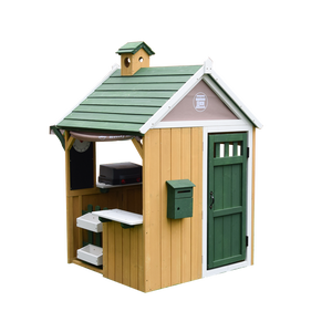 Casa de Juegos de Madera Premium para Niños, Tienda de Juego para Exteriores con Estación de Servicio, Buzón y Chimenea Decorativa - Product Image 1