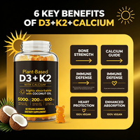 Gummies végétales D3 K2 Calcium Marque Blanche 60 unités – Favorise la Densité Osseuse et la Santé du Système Immunitaire – ODM OEM