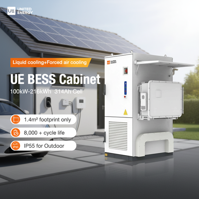 UE Liquid Cooling100kW-216kWh 314Ah Cell Lifepo4 Battery 8000 Cycles with HV Hybrid Inverter for Home EV Charging