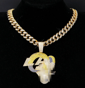 Collier pendentif en or de haute qualité personnalisé Los Angeles Rams, chaîne cubaine hip-hop pour les fans de sport - Product Image 1