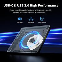 Lecteur Blu-ray externe 7-en-1 prenant en charge les disques 100G R/W, graveur portable BD DVD CD avec USB 3.0 Type-C 3D Blu-ray
