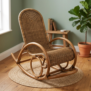 Handmade Contemporary Wicker Rattan Rocking <b>Chair</b>-Breathable Sustainable Outdoor <b>Dining</b> & Living Room Seating Choice - Product Image 2