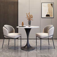Table de salle à manger ronde nordique, table ronde de luxe légère en marbre, petite table de réception, table et chaise de négociation en fer forgé