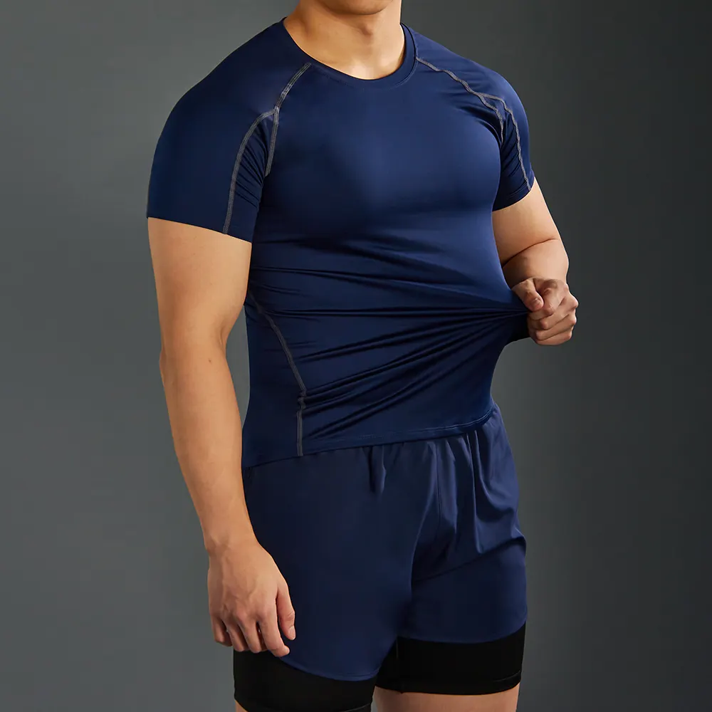 Sfit — t-shirt manches courtes pour hommes, tissu Polyester, respirant, à impression 3D, avec Compression, pour le sport