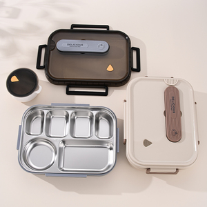 Lonchera Portátil Aislada de Acero Inoxidable 316L — Contenedor de Comida Grande de 6 Compartimentos con Bolsa Aislante - Product Image 2