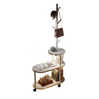 Table de chevet multifonctionnelle moderne en bois massif, lampe, porte-manteau, étagère de rangement intégrée pour chambre à coucher, table d'appoint mobile, petite table