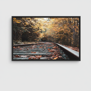 Autumn Train Tracks Canvas: Printed Landscape Wall Art,<b>BLACK</b> <b>FRAMED</b> CANVAS - Product Image 2