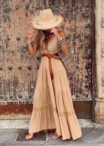 2024 Summer New Arrivals Women's <strong>Clothing</strong> Sleeveless Girls' Dresses Plus Size Patchwork Women's Dresses V Neck Solid Long Dress
