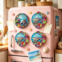 Aimant de réfrigérateur 3D personnalisé en résine, tortue marine tropicale Art Déco, corail, pour la plage, les îles et les voyages
