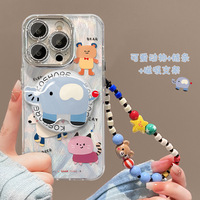 Coques de téléphone portable magnétiques en TPU avec motif éléphant, finition mate, pour iPhone 13, 14, 15, 16, avec protections d'objectif et motifs animaux mignons