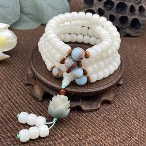 108 бусины из белого нефрита, корень Бодхи, с бусинами рудракша мала, буддийские четки, тибетский подсчет матрас - Product Image 5