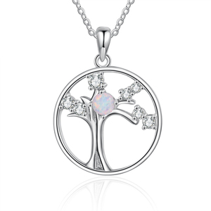 Collar con Colgante de Árbol de la Vida en Plata de Ley 925 con Baño de Rodio y Ópalo, Joyería de Moda para Mujer, Regalo - Product Image 6