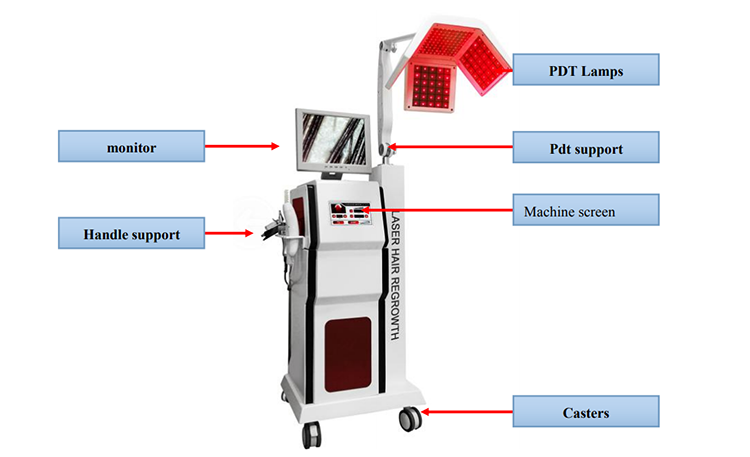 Terapia de bajo nivel 650Nm Máquina de tratamiento láser anticaída de cabello Láser de regeneración capilar