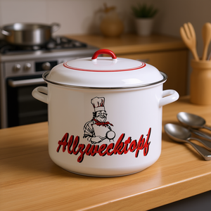 Casserole en émail Allzwecktopf 14 L 28 cm blanche avec couvercle, design Chef - Product Image 3