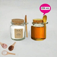 Conteneur de stockage en bois avec cuillère en liège pour poudre de masque, sel de bain exfoliant, sous-flacons de 100, 200, 250, 300, 500 g / mL