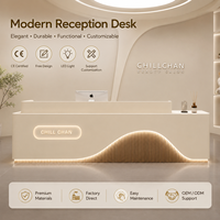 Bureau de réception moderne en MDF personnalisé pour salon de beauté, hôtel, avec éclairage LED, design pliable, armoire de rangement pour l'école et l'hôpital