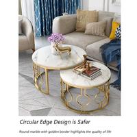 Tables d'appoint de luxe pour salon, plateau en marbre, mobilier moderne personnalisable pour hôtel, ensemble de tables basses en métal avec rangement