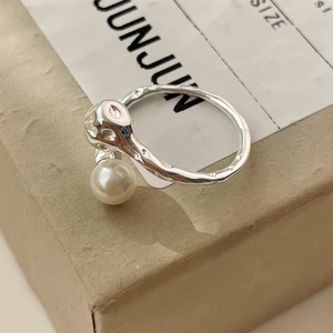 Pearl <b>Ring</b> 925 Sterling Silver <b>Open</b> Design Irregular Lava Style Women's Jewelry Everyday Wear - Product Image 4