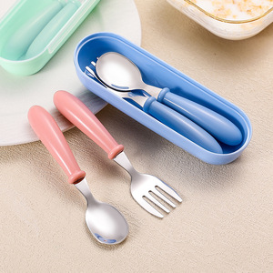 Fourchettes et cuillères en acier inoxydable 304 pour enfants, vaisselle portable pour la maternelle, ustensiles d'alimentation pour bébés, sans Bpa - Product Image 4