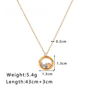 Venta caliente geométrico Circular colgante chapado en oro no se desvanece collar estrella Luna <span class=keywords><strong>sol</strong></span> circón collar joyería femenina al por mayor - Product Image 6