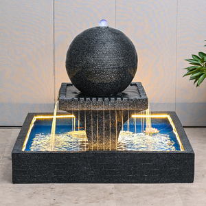 Fontaine d'eau ronde extérieure avec réservoir carré, décoration <span class=keywords><strong>de</strong></span> villa <span class=keywords><strong>de</strong></span> <span class=keywords><strong>jardin</strong></span>, grande fontaine, cascade, fontaines <span class=keywords><strong>en</strong></span> béton, étang - Product Image 5