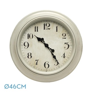 Reloj de pared retro blanco de 46 cm con agujas, ideal para decorar y dar estilo a cualquier ambiente. - Product Image 1