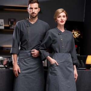 Uniformes De Chef Profesional Hombres Mujeres Botón arriba Decoraciones para Hotel Restaurante Mujeres Sexy Chef Uniforme Manga Larga - Product Image 4