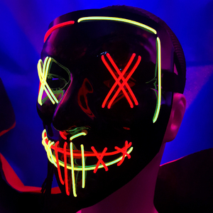 Máscara de neón con luz <span class=keywords><strong>Led</strong></span> para Halloween, disfraz de <span class=keywords><strong>purga</strong></span> V para Vendetta, OEM - Product Image 4