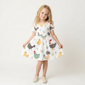Vestido Informal <span class=keywords><strong>de</strong></span> Algodón <span class=keywords><strong>para</strong></span> Niña Pequeña, Manga Corta, Estampado Animal, Silueta en A, Transpirable, <span class=keywords><strong>Ropa</strong></span> <span class=keywords><strong>de</strong></span> Moda <span class=keywords><strong>para</strong></span> Niños - Product Image 1
