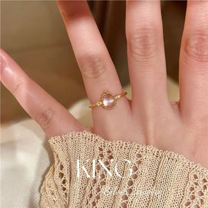 Bague Goutte d'Eau en Argent Plaqué Or avec Nacre Rose pour Femme - Collection King Silver Jewelry - Product Image 5