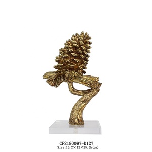 Pinecono de simulación de resina para decoración del hogar, pino de resina y árbol de ciprés, estatua, base acrílica - Product Image 5
